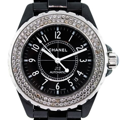 Chanel J12 Diamonds Black Ceramic Ladies Watch 